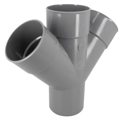 Culotte pvc d'évacuation double parallèle 45° MF 100mm RT14 Gris