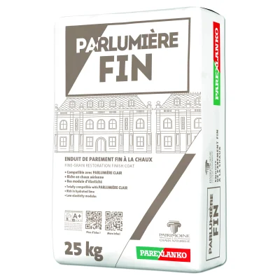 Enduit de parement restauration à la chaux Parlumière grain fin sac 25kg Blanc Lumière G10