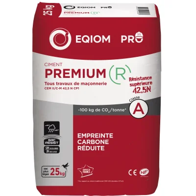 Ciment Gris à maçonner Premium (R) CEM II/C-M 42,5 N CE NF sac 25kg Eqiom
