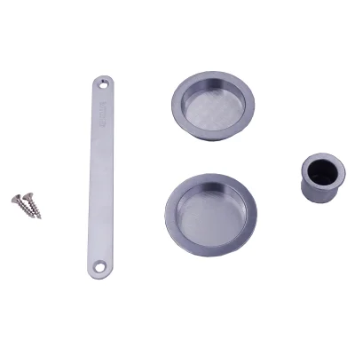Garniture sans serrure avec têtière Rondo n°3 p/ porte bois Argent Satiné