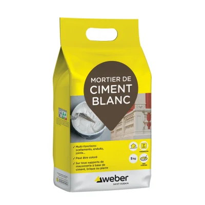Mortier de ciment sac 5kg Blanc Weber