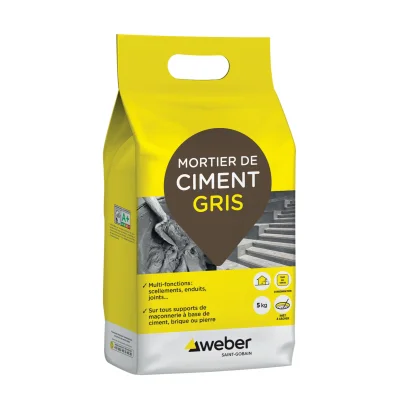 Mortier de ciment sac 5kg Gris Weber