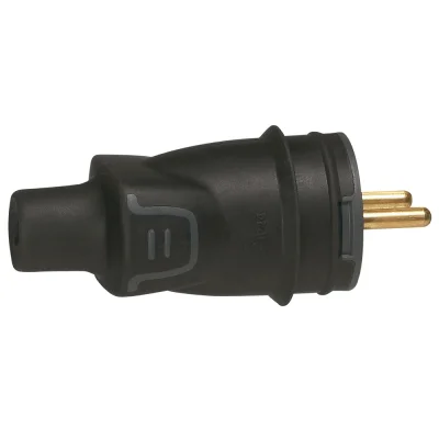 Fiche caoutchouc 2P+T male 16A Noir R.50114 LEGRAND