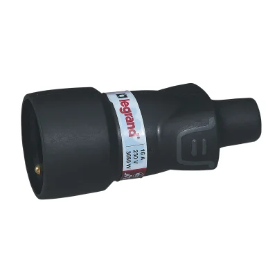 Fiche caoutchouc 2P+T femelle 16A Noir R.50115 LEGRAND