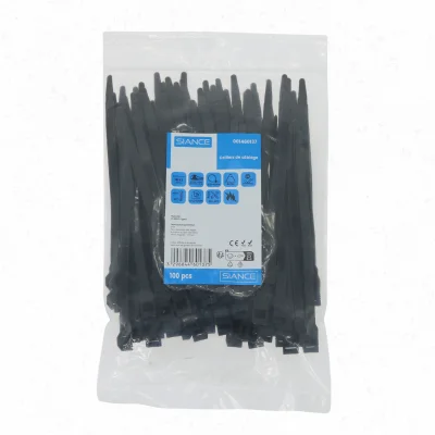 Colliers plastiques de serrage 8.6 x 180mm Noir sachet de 100 SIANCE
