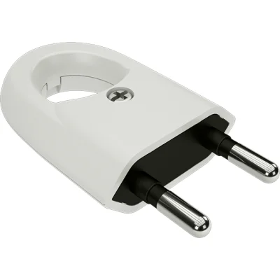 Fiche plastique mâle 6A avec anneau blanc EUR'OHM