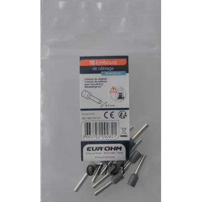 Embout de câblage 2,5mm² lot de 10 noir EUR'OHM