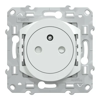 Prise de courant 2P+T affleurante bornes automatiques Ovalis Blanc SCHNEIDER