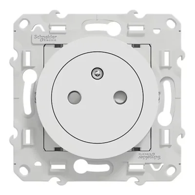Prise de courant 2P+T affleurante + griffes Odace Blanc S525052 SCHNEIDER