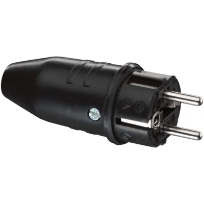 Fiche mâle étanche Pro IP44 p/ câble 3G1.5 & 3G2.5mm² Noir